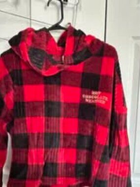 JoySpun red & black jami hoodie -long sleeve -lg 12/14 gently worn